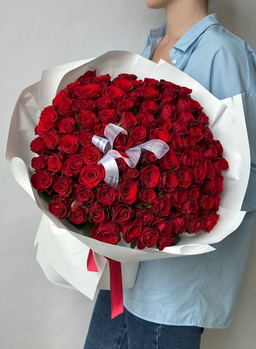  Букет из 101 кенийской красной розы от интернет-магазина цветов в 