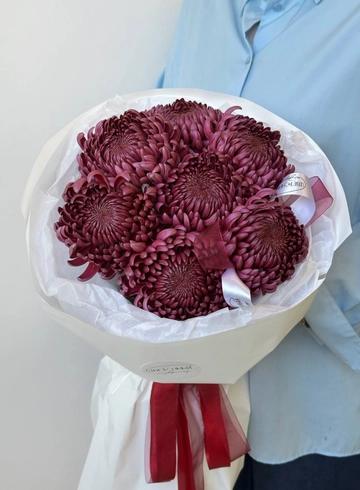 Букет «7 винных хризантем БИГУДИ » от интернет-магазина цветов в 