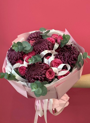 Букет «Микс хризантем и кустовых роз» от интернет-магазина цветов в 