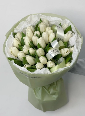 Букет «Белые тюльпаны 31 шт» от интернет-магазина цветов в 
