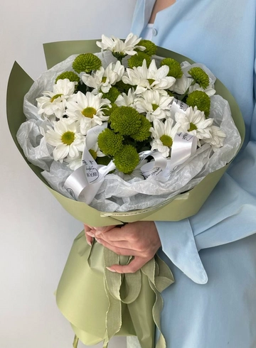 Букет «Микс бело-зеленый» от интернет-магазина цветов в 